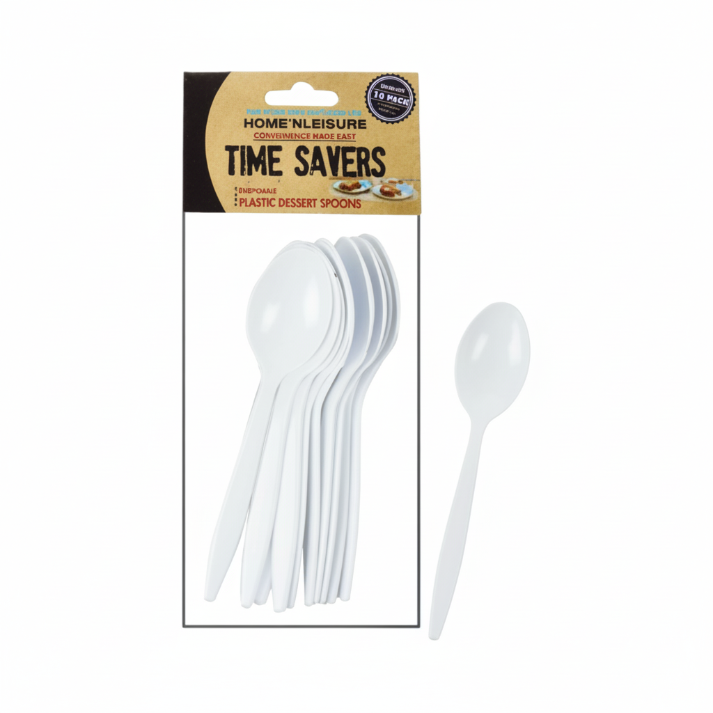 Plastic Dessert Spoon - 10 Spoons Per Pack