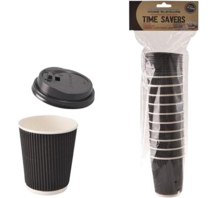 Paper Picnic Cups - Pack of 10 - 250 ml Lids