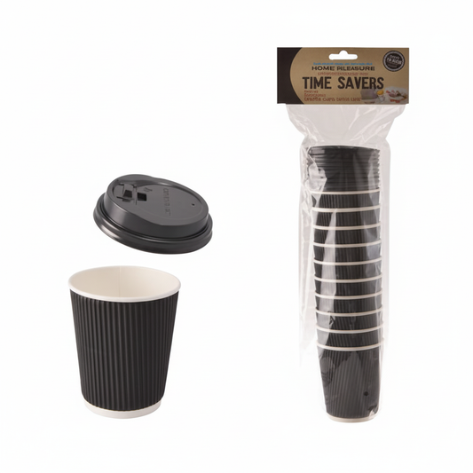 Paper Picnic Cups - Pack of 10 - 250 ml Lids