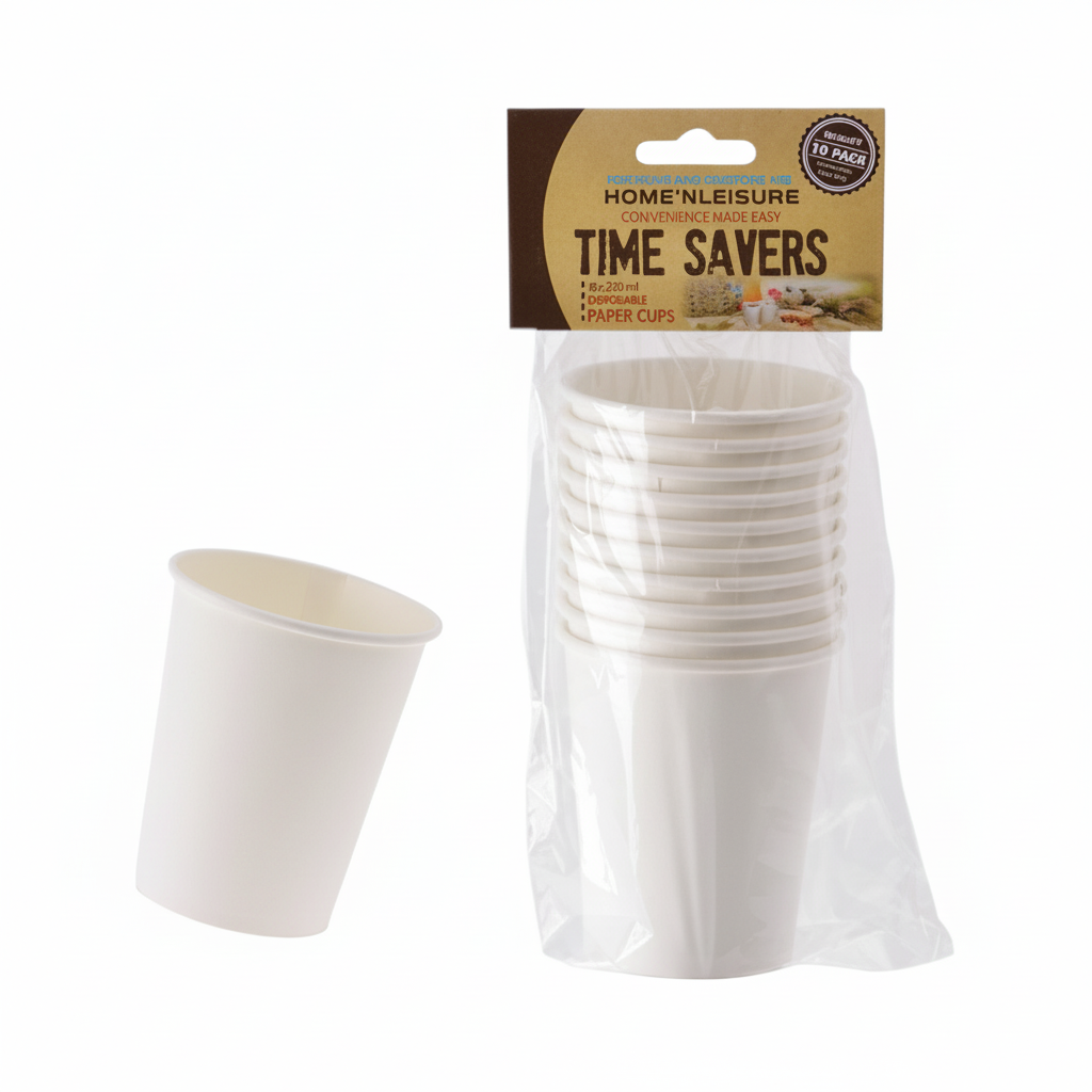 White Paper Picnic Cups - Pack of 10 (250 ml)