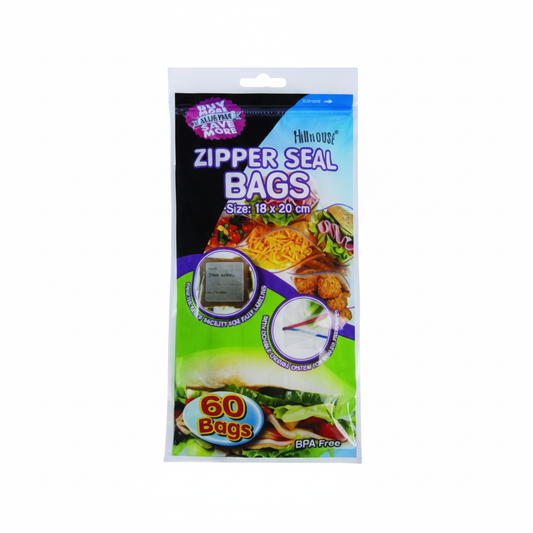 Disposable Zipper Seal Bags - 60 Pieces - 18 cm x 20 cm