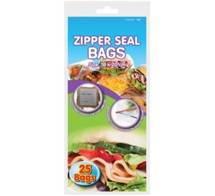 Zipperseal Disposable Bag - 25 Pieces - 18 x 20 cm