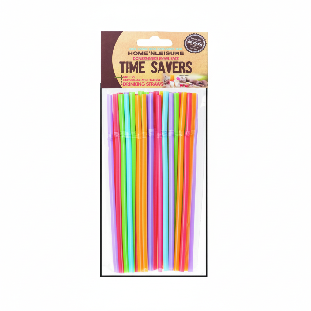 Flexible Drinking Straws - 40 Straws per Pack (21 cm)