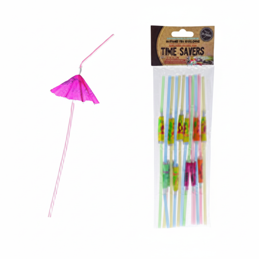 Drinking Straws with Umbrella (12 Pieces)