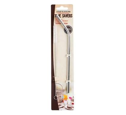 Stainless Steel Straw with Cleaning Brush - 20.5cm Length - 6mm Diameter