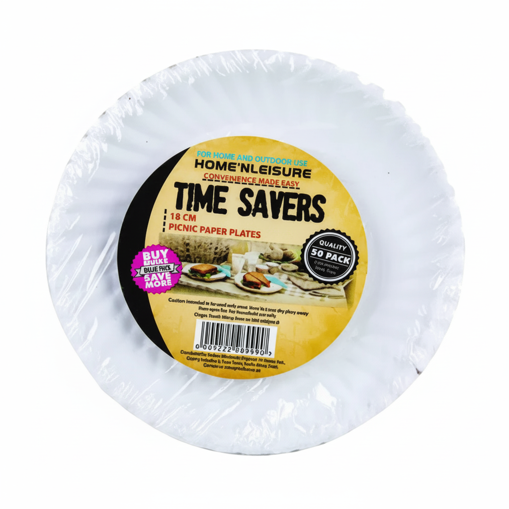 Paper Picnic Plates - 50 Pieces (18 cm)