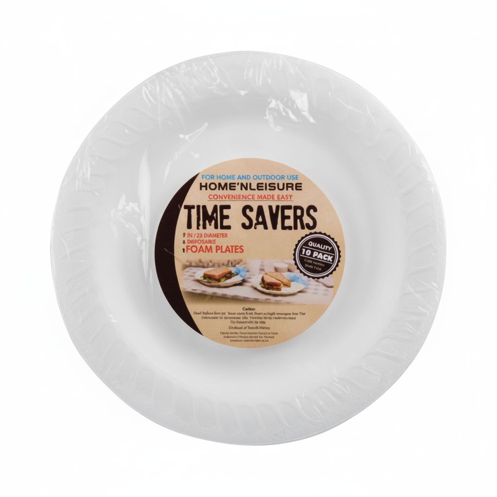 Foam Picnic Plates with 10 Pieces (23 cm)