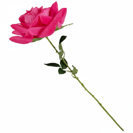 Long Pink Satin Material Rose 60 cm