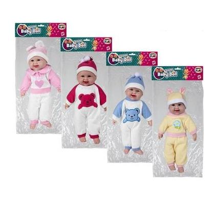 Laughing Baby Doll with Blue Teddy Bear Sleepwear - 38 cm