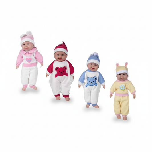 Laughing Baby Doll with Blue Teddy Bear Sleepwear - 38 cm - Various Colors