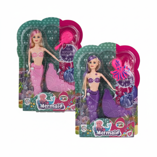Doll Mermaid with Light Up Tail - 27cm - Various Colors