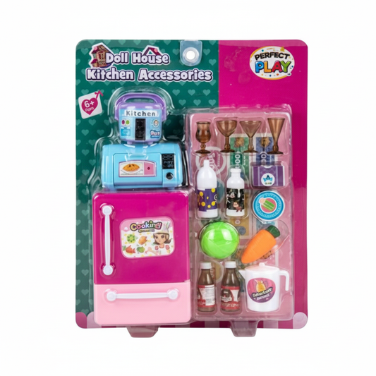 Fashion Doll With Refrigerator and Grocery Accessory Set
