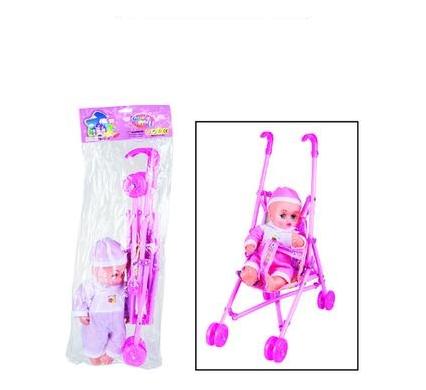 Baby Doll with Sound and Stroller - 28 cm
