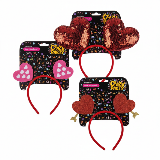 Furry Heart Headband with Sequins - Assorted Designs