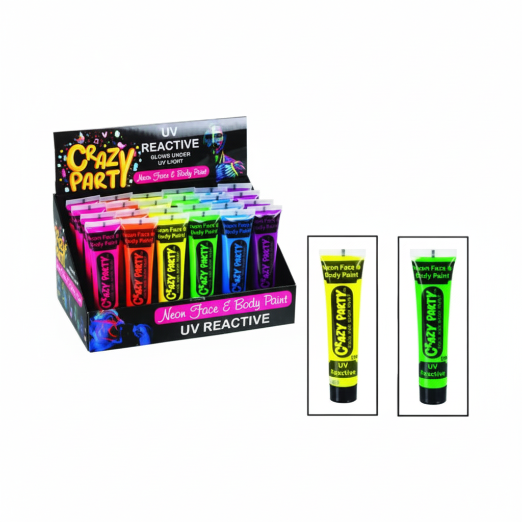 Neon Face Paint for Dress Up - Bulk Pack of 24 (25 ml Each)