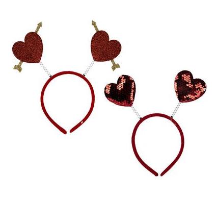 Furry Heart Headband with Sequins