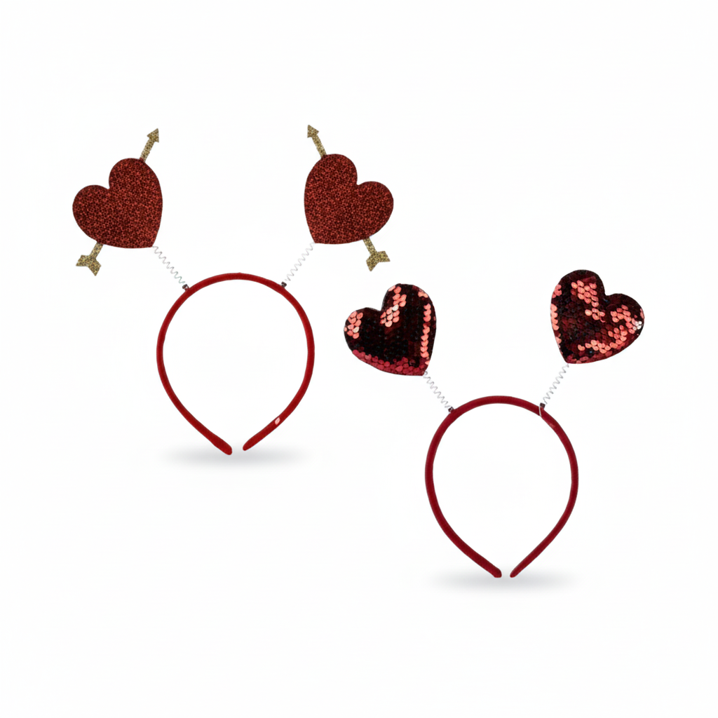 Furry Heart Headband with Sequins - Assorted Designs