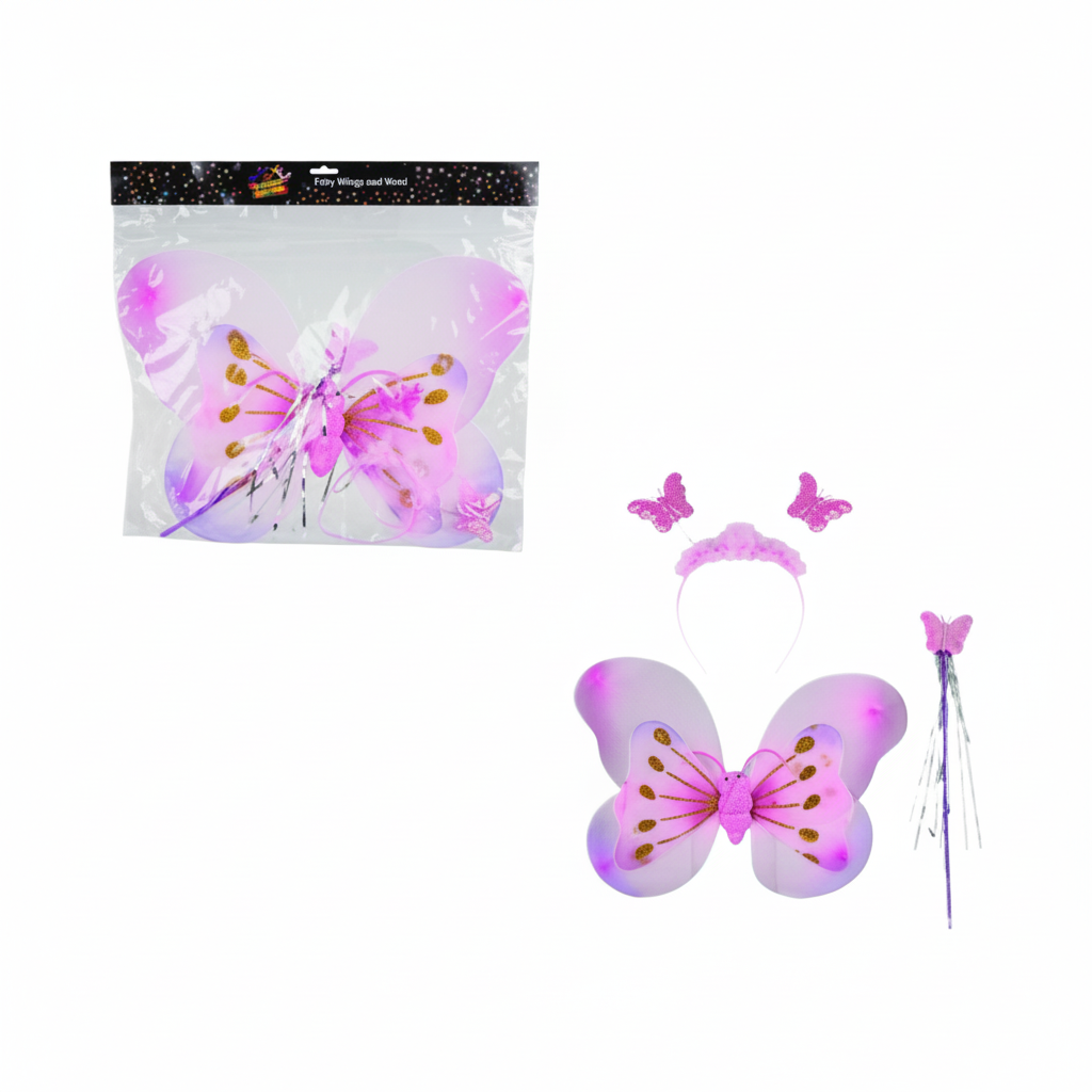 Fairy Outfit with Wings (50x40 cm), Wand, and Headband