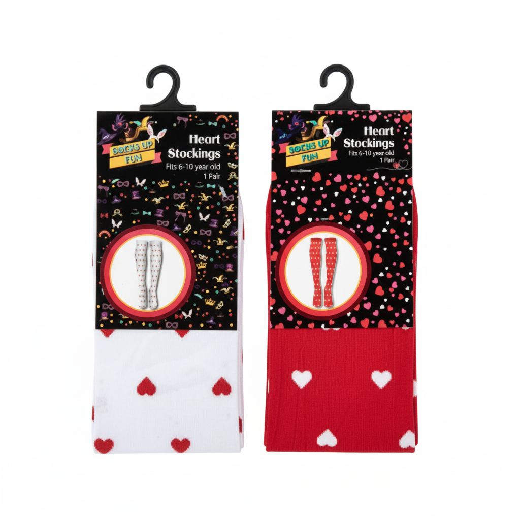 Heart Stockings with Heart Pattern - Various Colours