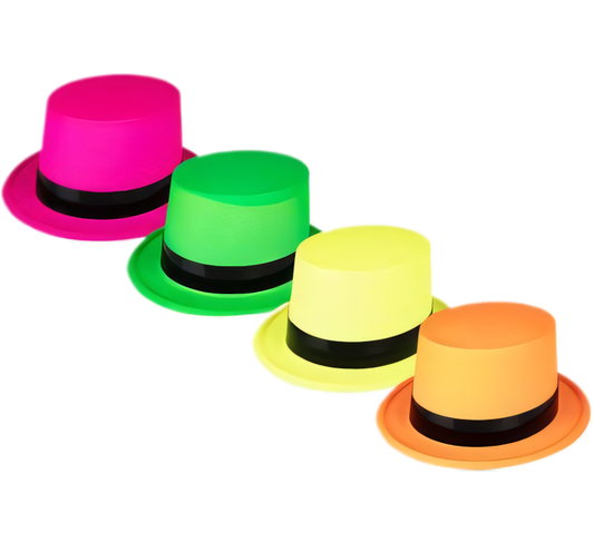 Plastic Neon Top Hat for Dress Up - Various Colours