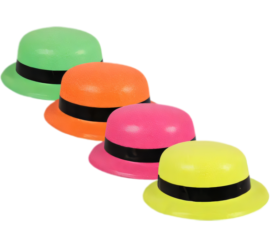 Plastic Dress Up Bowler Hat in Neon, Assorted