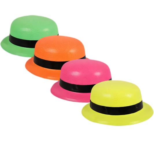 Plastic Dress Up Bowler Hat in Neon, Assorted