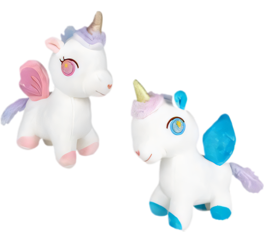 Plush Unicorn with Rainbow Hair and Wings (23 cm) - Various Colours