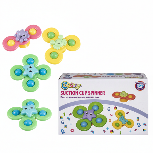 Educational Baby Toy Suction Spinner 3pc