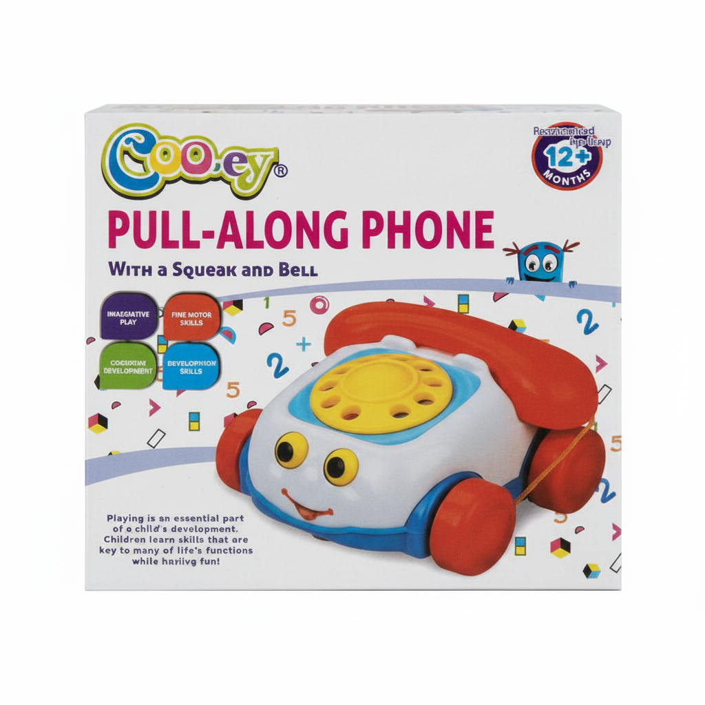 Baby Toy Pull Along Phone with Squeaker - 17 cm - 2 Pack