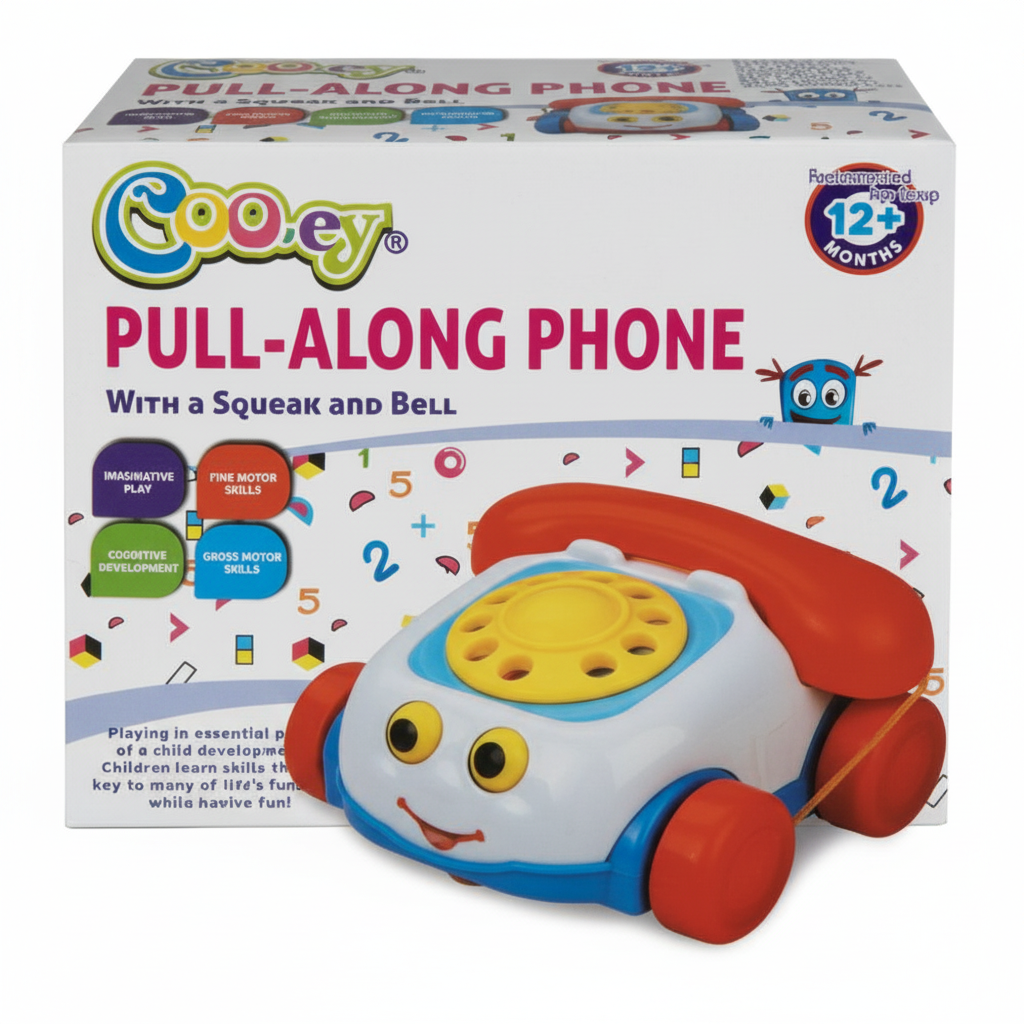 Baby Toy Pull Along Phone with Squeaker - 17 cm - 2 Pack