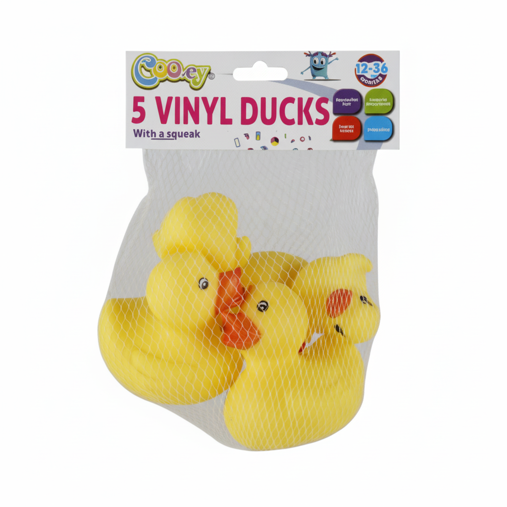 Vinyl Baby Bath Ducks (5 Piece Set)