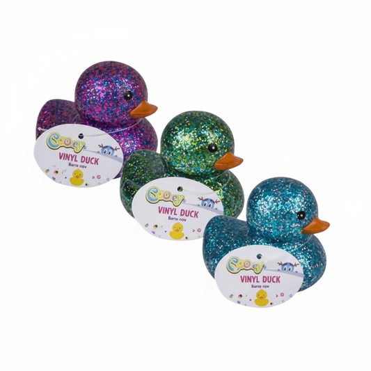 Vinyl Baby Themed Duck with Glitter in Various Colours (7 cm)