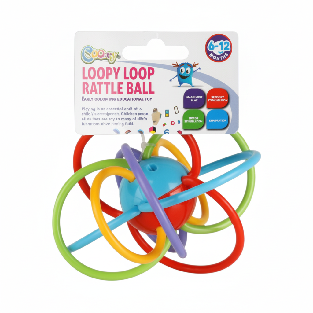 Baby Rattle Ball with Loopy Loops (14 cm)
