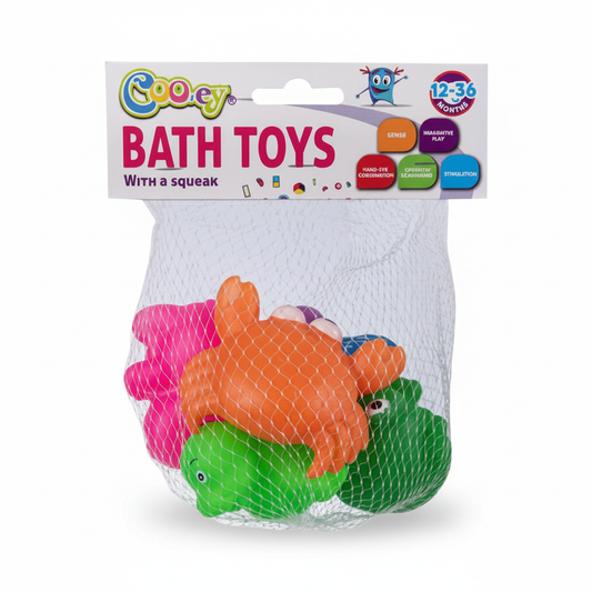 Vinyl Baby Bath Bud Toys - Squeaky - 6 Piece Set