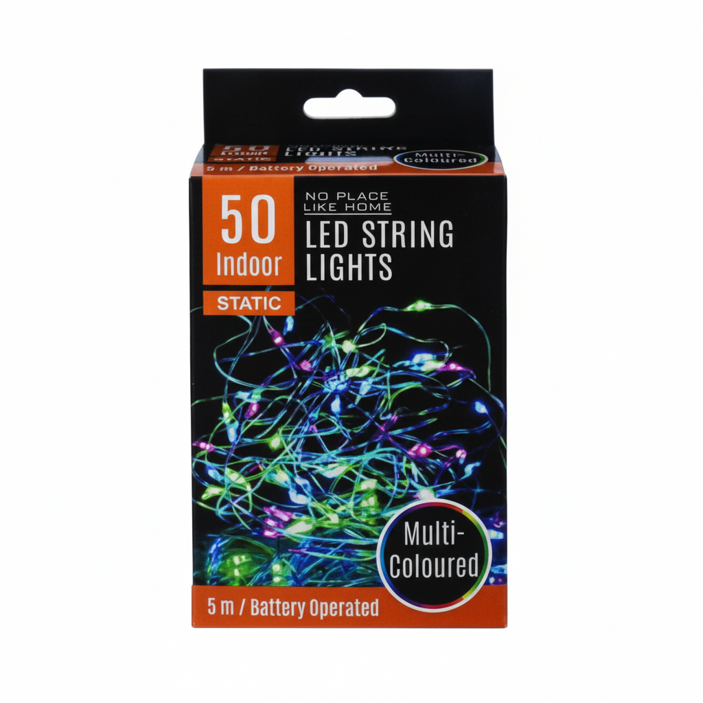 Light Fairy LED String Lights with 50 Coloured LEDs, Battery Operated (5m)