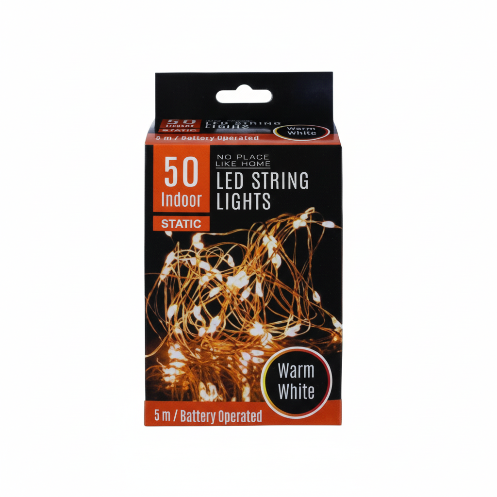 Warm White Fairy LED String Lights with 50 lights, battery operated (5 m)