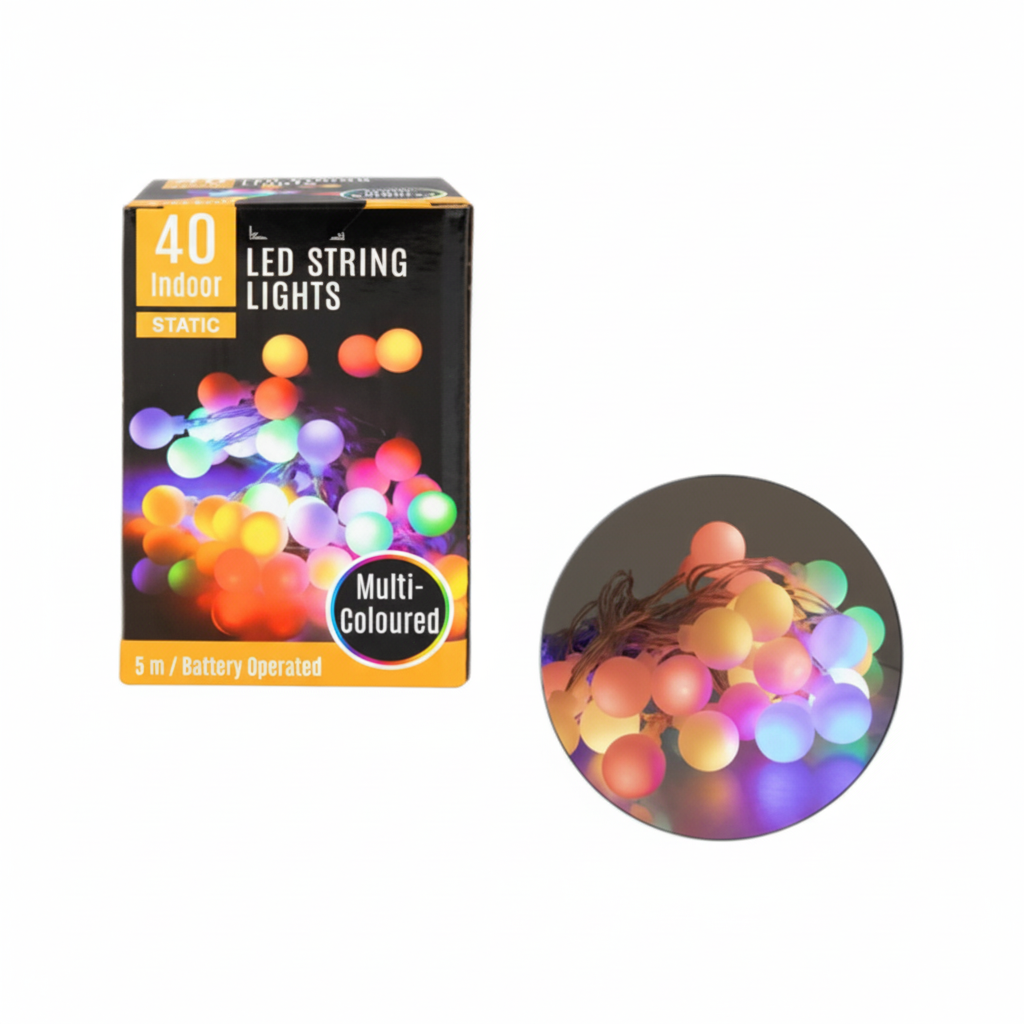 Multicolour Light Fairy LED String Lights with 40 lights, Battery Operated (5m)