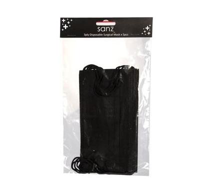 Face Mask Adult Disposable - 5 Piece - Black
