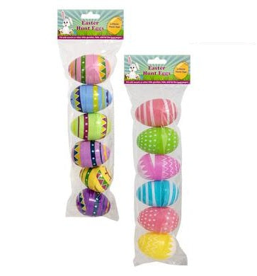 Plastic Fillable Easter Hunt Eggs, 6 Pieces (8x5 cm)