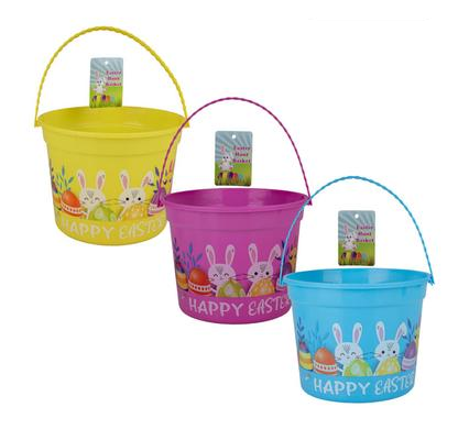Plastic Easter Basket with Handle in Assorted Colours