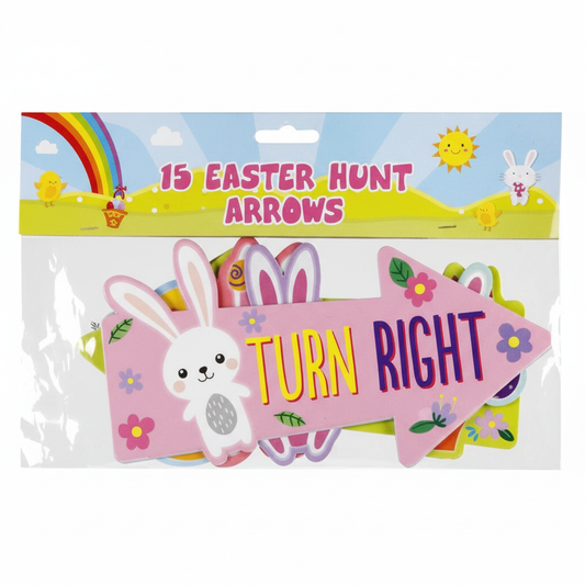 Easter Hunt Arrow Signs with Bunny (15 Pieces)