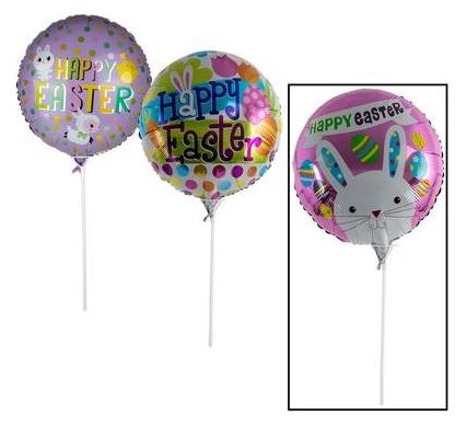 Balloon With Stick Air Easter Assorted 45cm