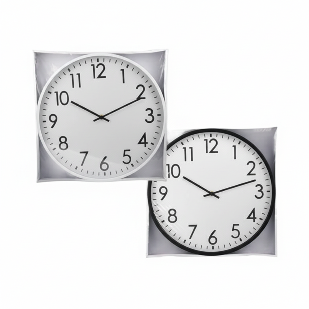 Plastic Quartz Round Wall Clock - 45 cm - Various Colours