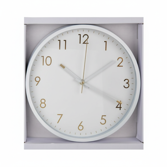 Wall Clock Plastic Round, 35cm White
