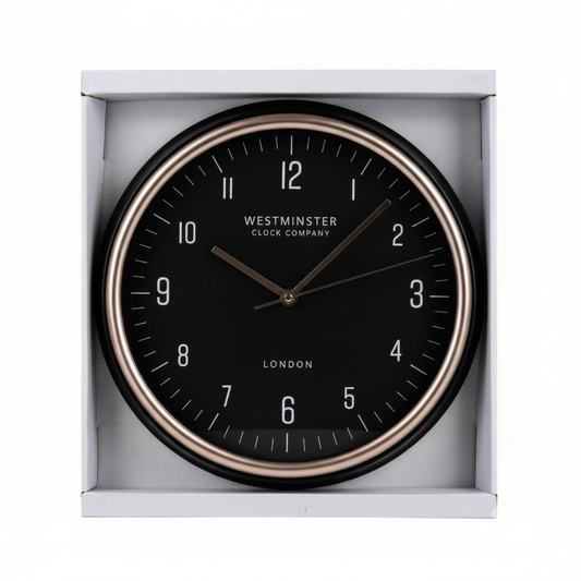 Wall Clock Plastic Round, 30cm Black