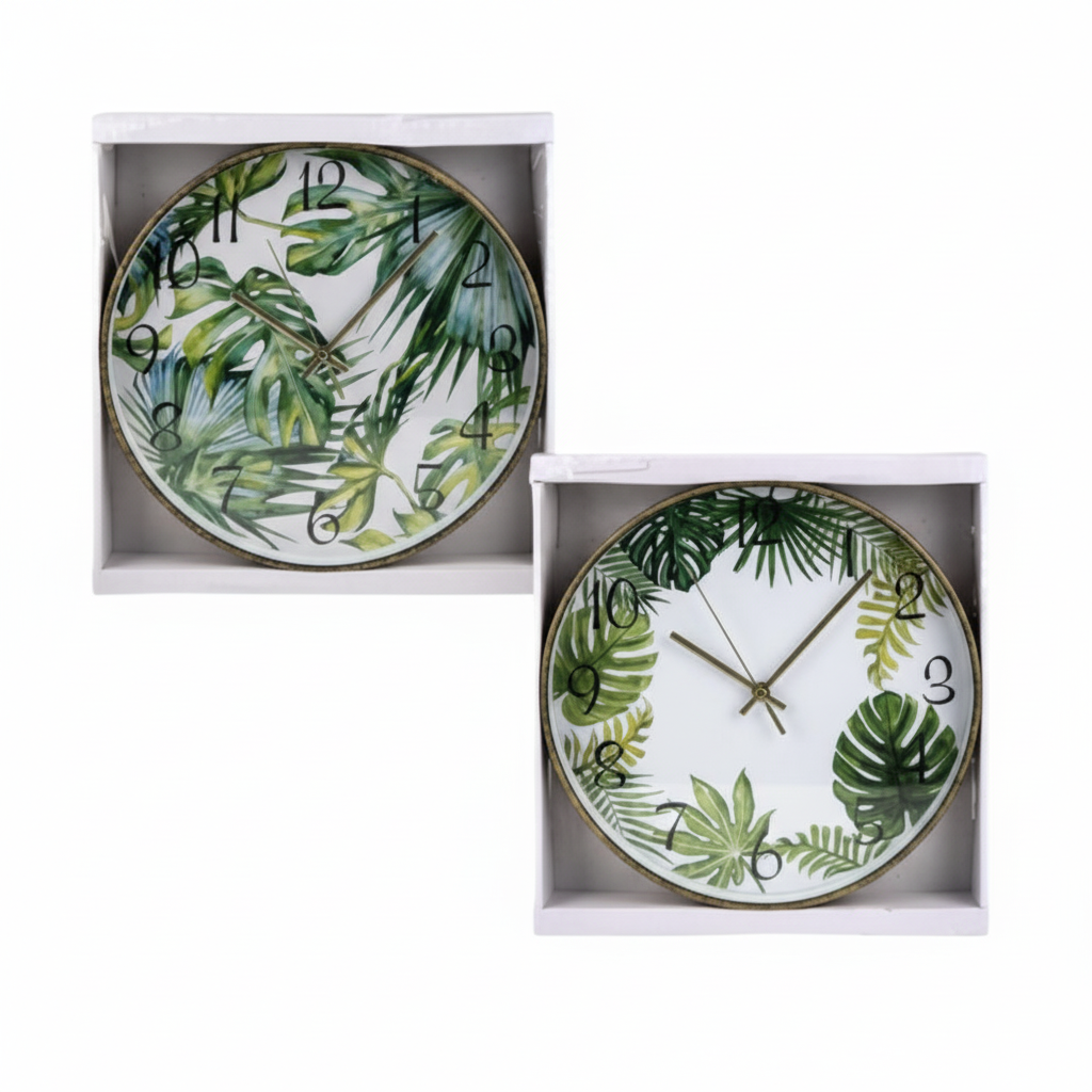 Plastic Round Wall Clock with Jungle Design (30 cm) - Assorted