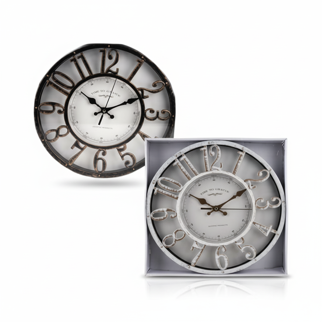 Black Plastic Wall Clock Round (30 cm)