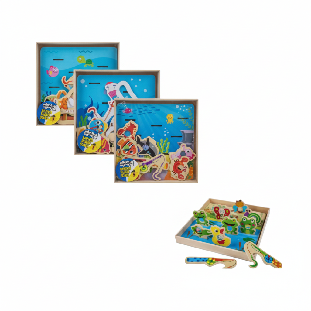 Educational Wooden Fishing Game with Assorted Designs (21.8 x 21.8 cm)