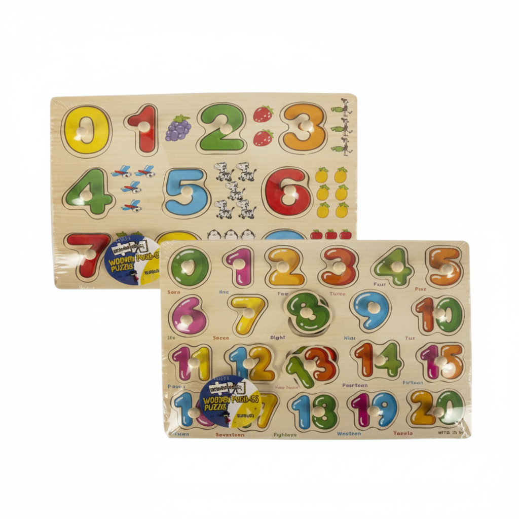 Educational Push-In Board with Assorted Wooden Numbers