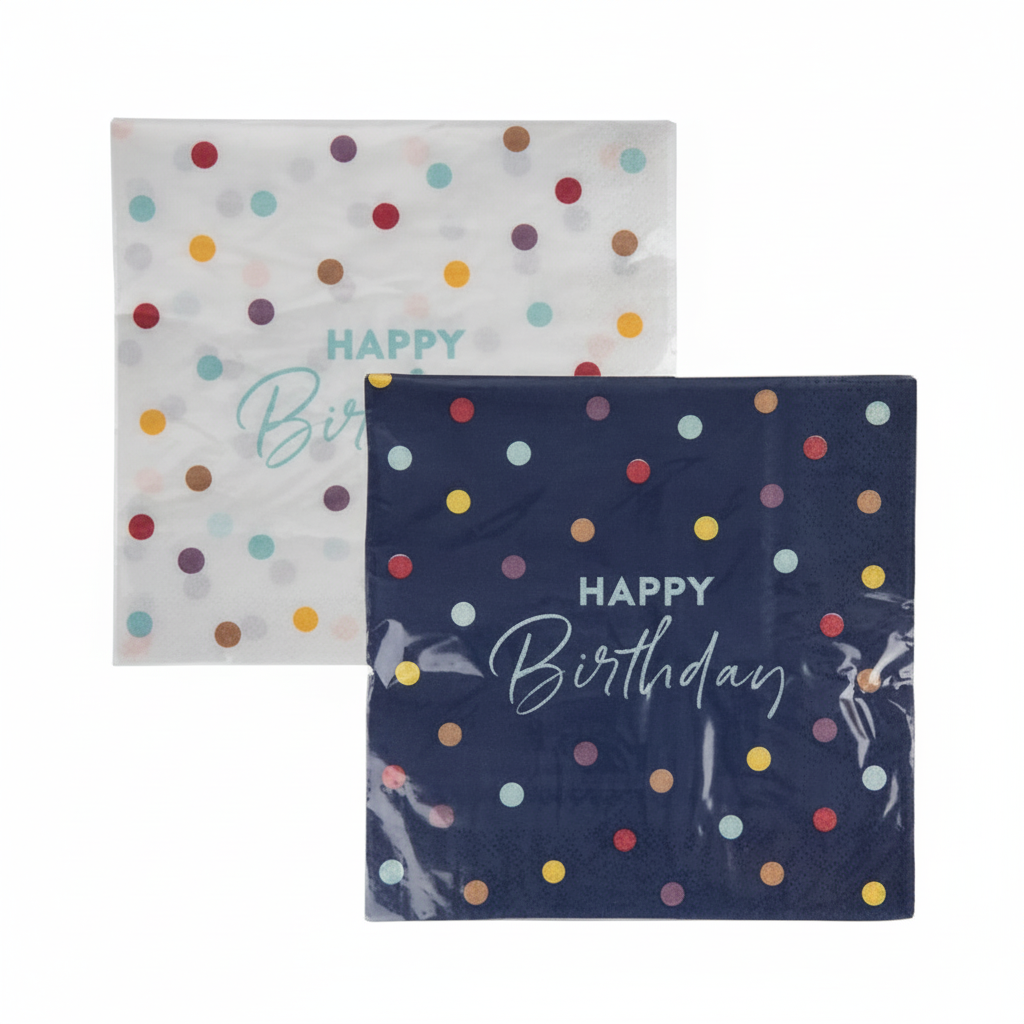 2-ply Serviettes with Happy Birthday (33 cm, 20pc)